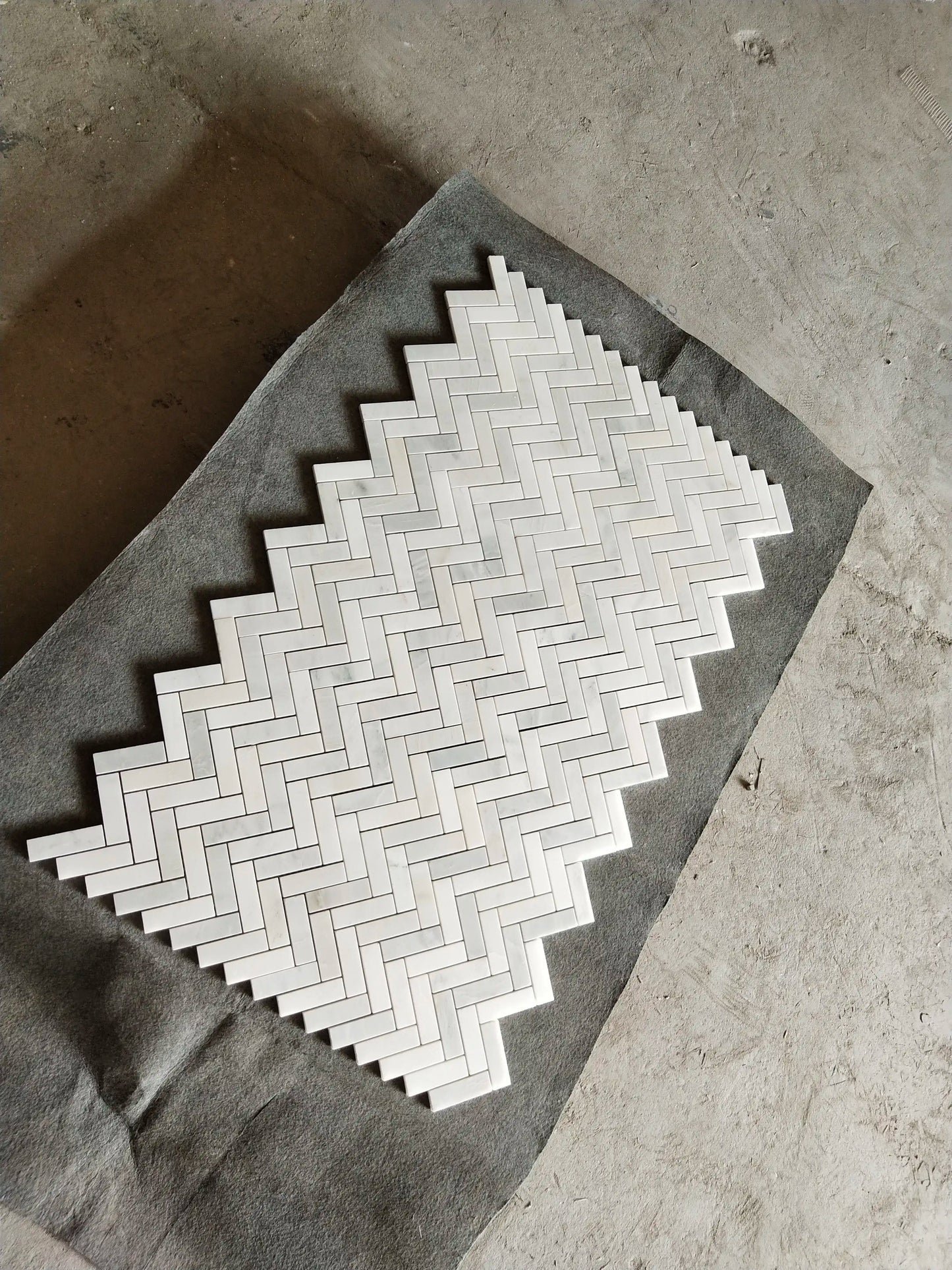 Oriental White Herringbone Mosaic Tile 1x3"