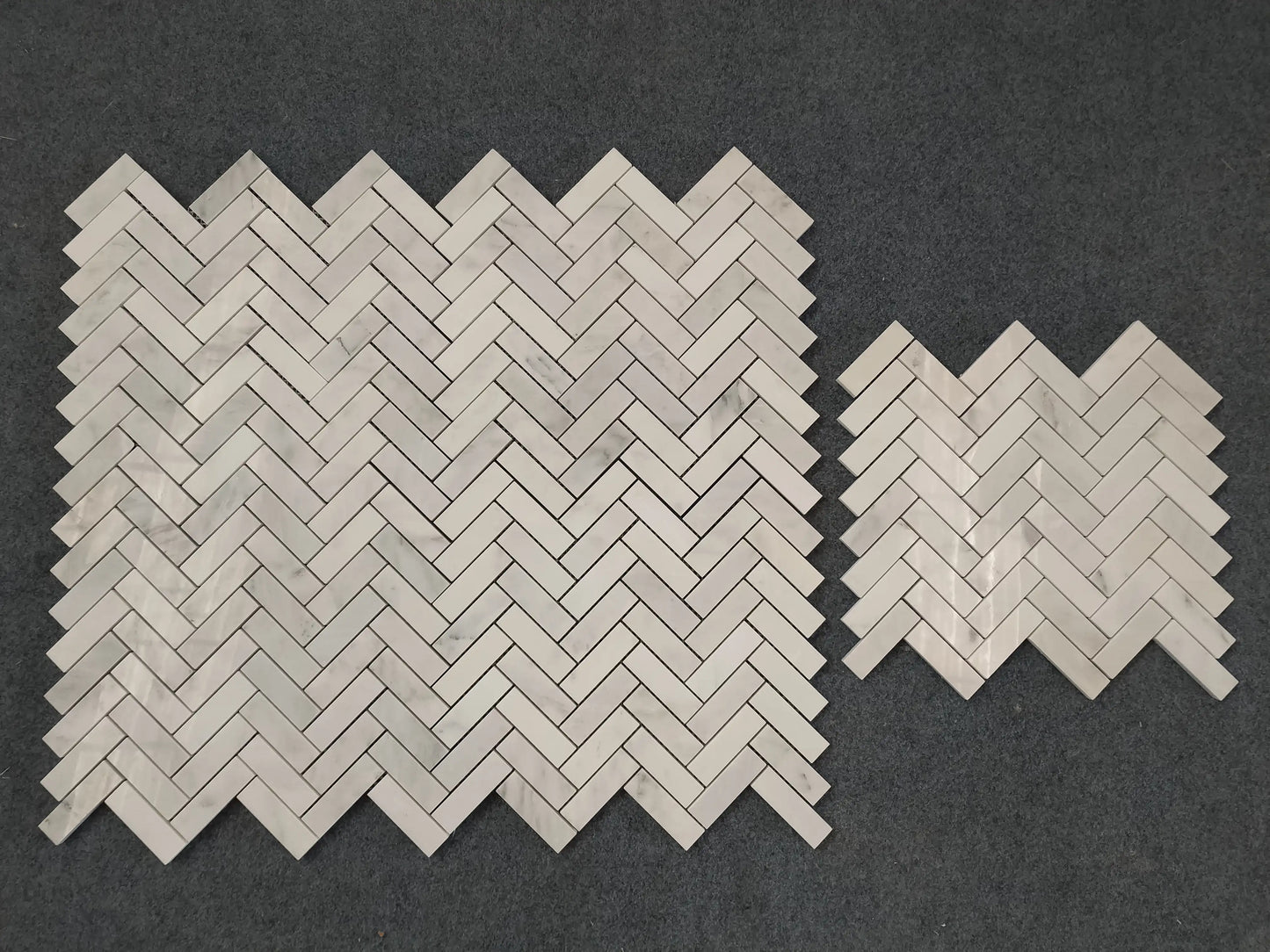 Oriental White Herringbone Mosaic Tile 1x3"
