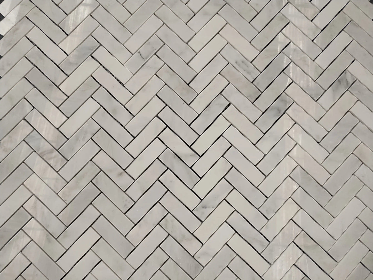 Oriental White Herringbone Mosaic Tile 1x3"