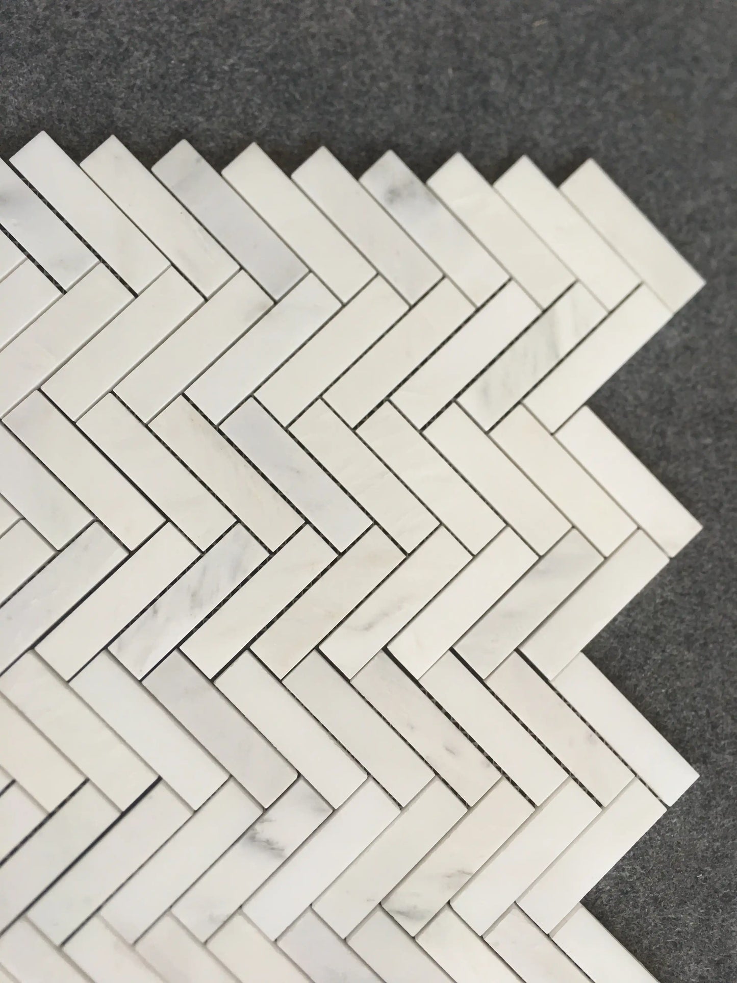 Oriental White Herringbone Mosaic Tile 1x4"