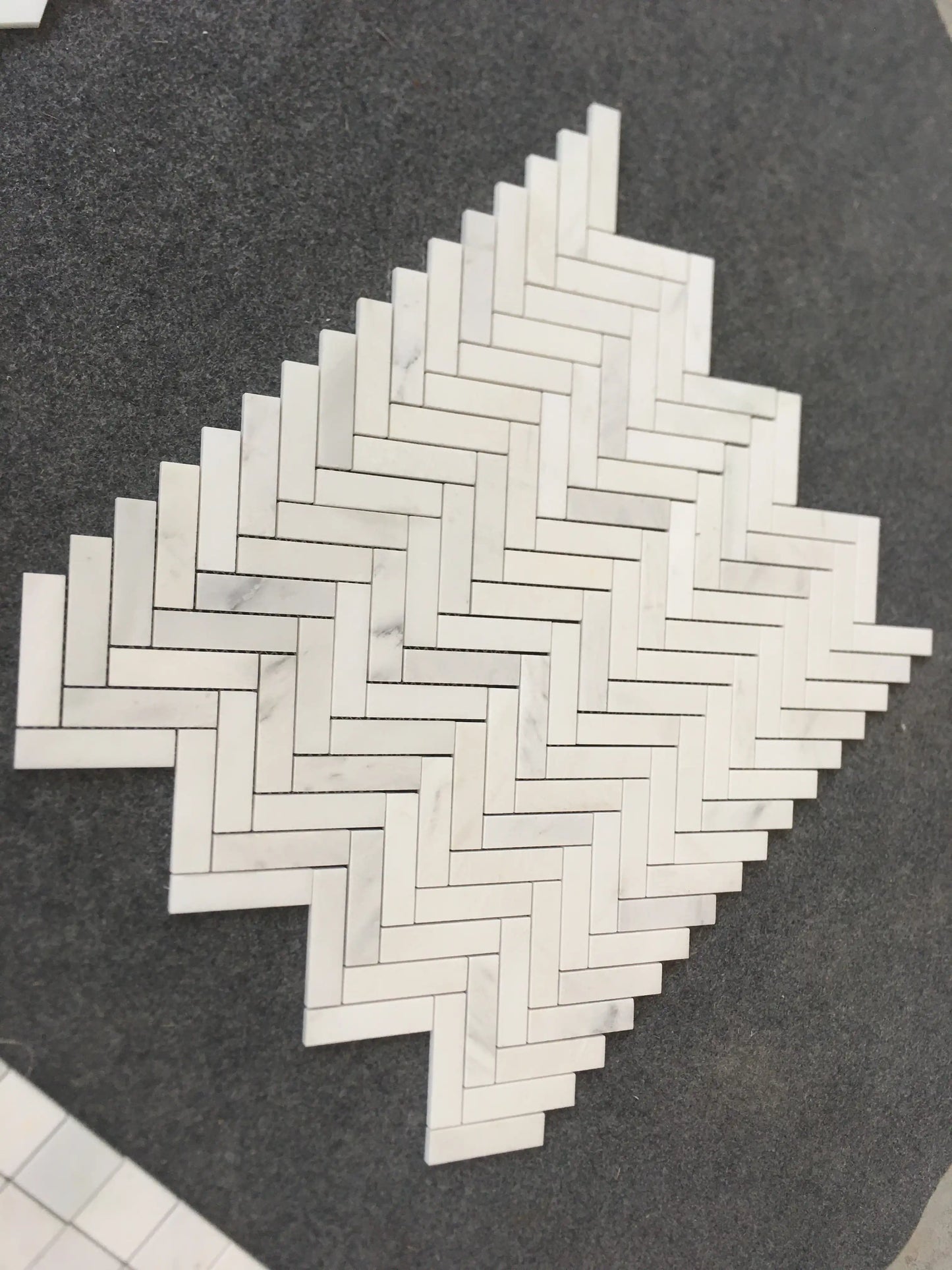 Oriental White Herringbone Mosaic Tile 1x4"