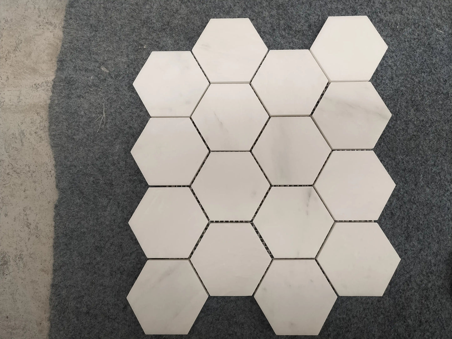 Oriental White Hexagon Mosaic Tile 3x3"