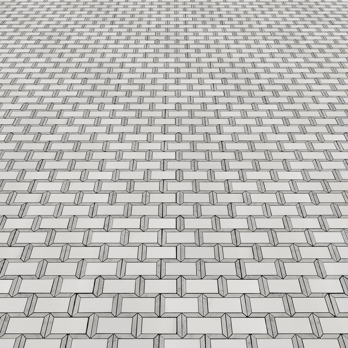 Thassos & Carrara Subway Brick Combo Marble Polished 10" x 10" 3/8" Waterjet Mosaic