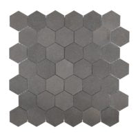 Mosaico de piedra caliza gris topo pulido, hexágono de 2" x 2"