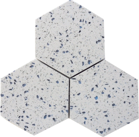 Terrazzo Blue Terrazzo Mosaic Polished 6" x 6" Hexagon