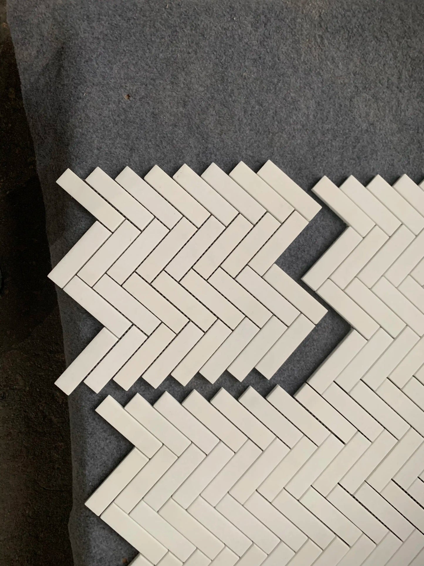 Thassos White 1" X 4" 3/8 Herringbone Marble Mosaic