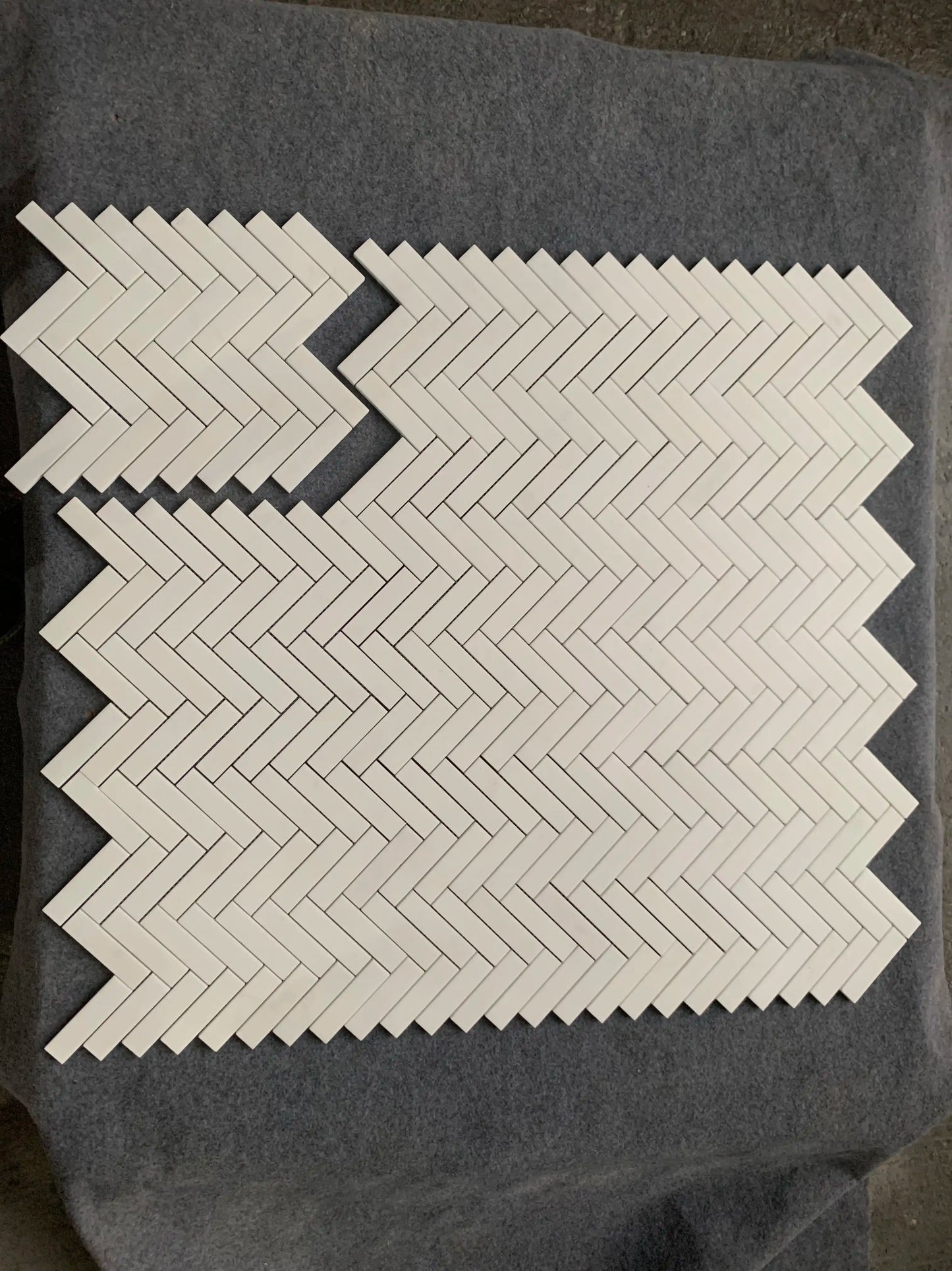 Thassos White 1" X 4" 3/8 Herringbone Marble Mosaic