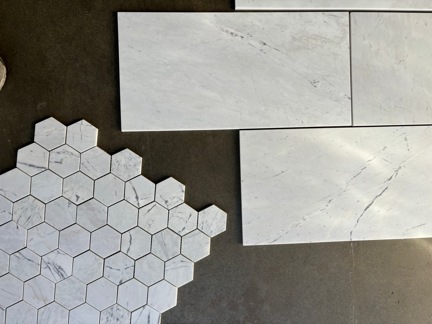 Valentino White Marble Mosaic Honed 3" x 3" 3/8" Hexagon