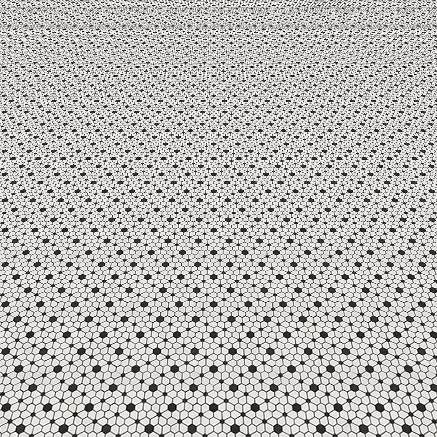 Thassos & Black Flower Field Marble Polished 10" x 10" 3/8" Waterjet Mosaic