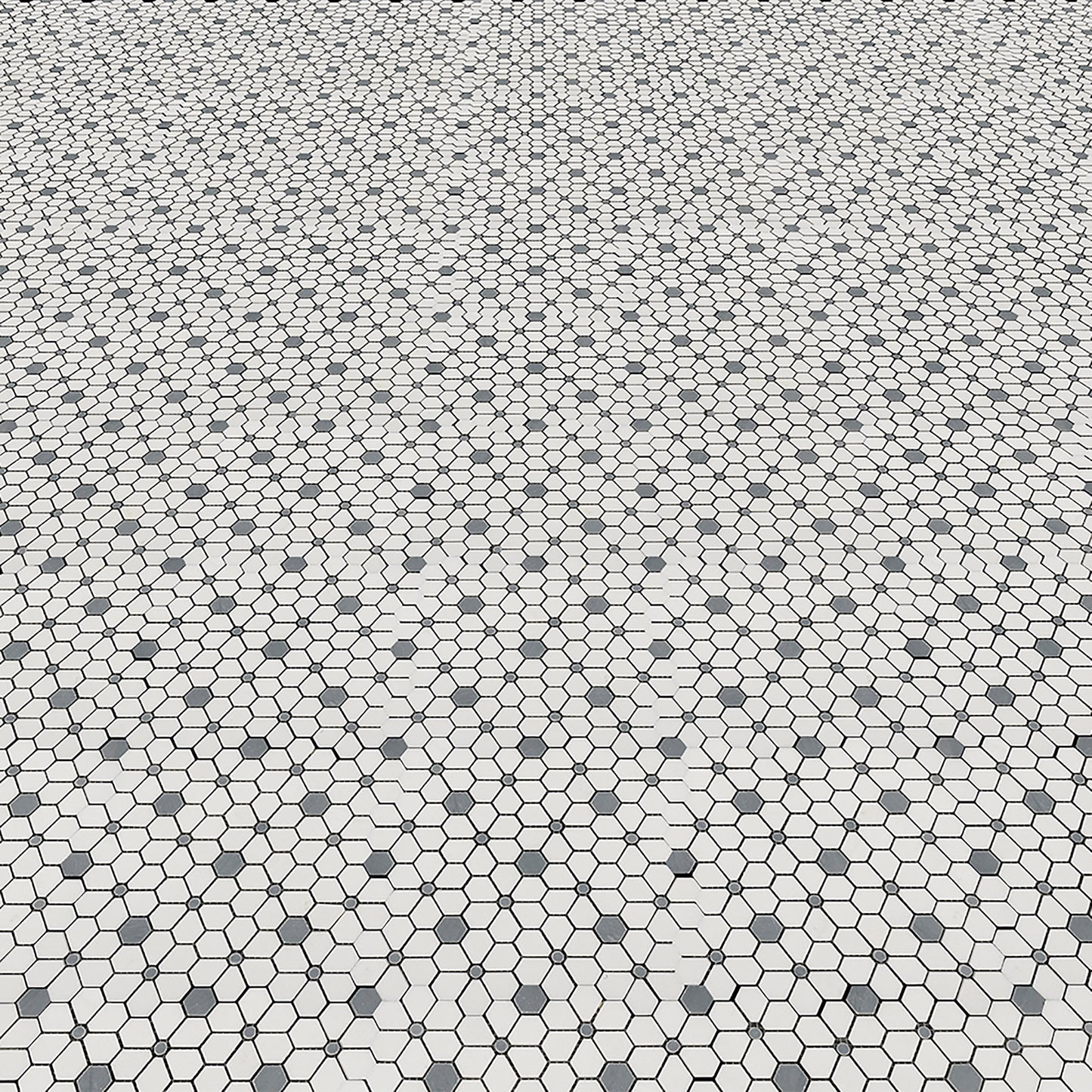 Thassos & Blue Flower Field Marble Polished 10" x 10" 3/8" Waterjet Mosaic