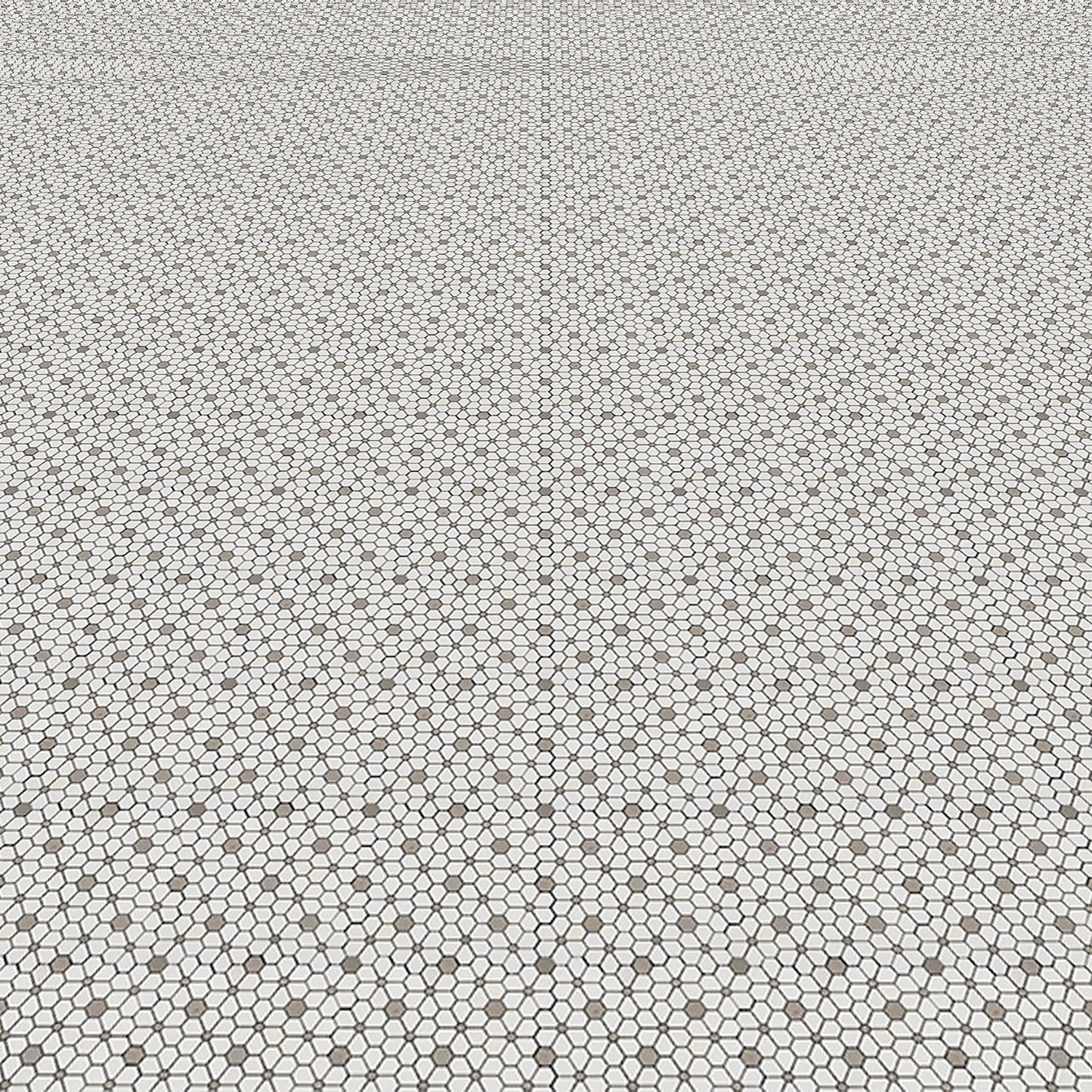 Thassos & Grey Flower Field Marble Polished 10" x 10" 3/8" Waterjet Mosaic