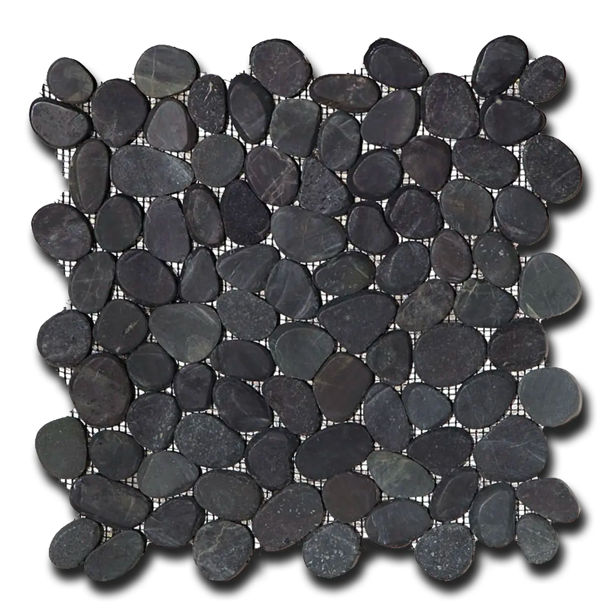 Black Flat Pebble 12" x 12" Mosaic