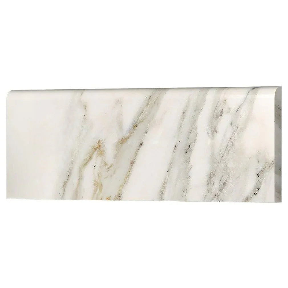 Calacatta Gold Long Edge Bullnosed Wall and Floor Tile 4x12"