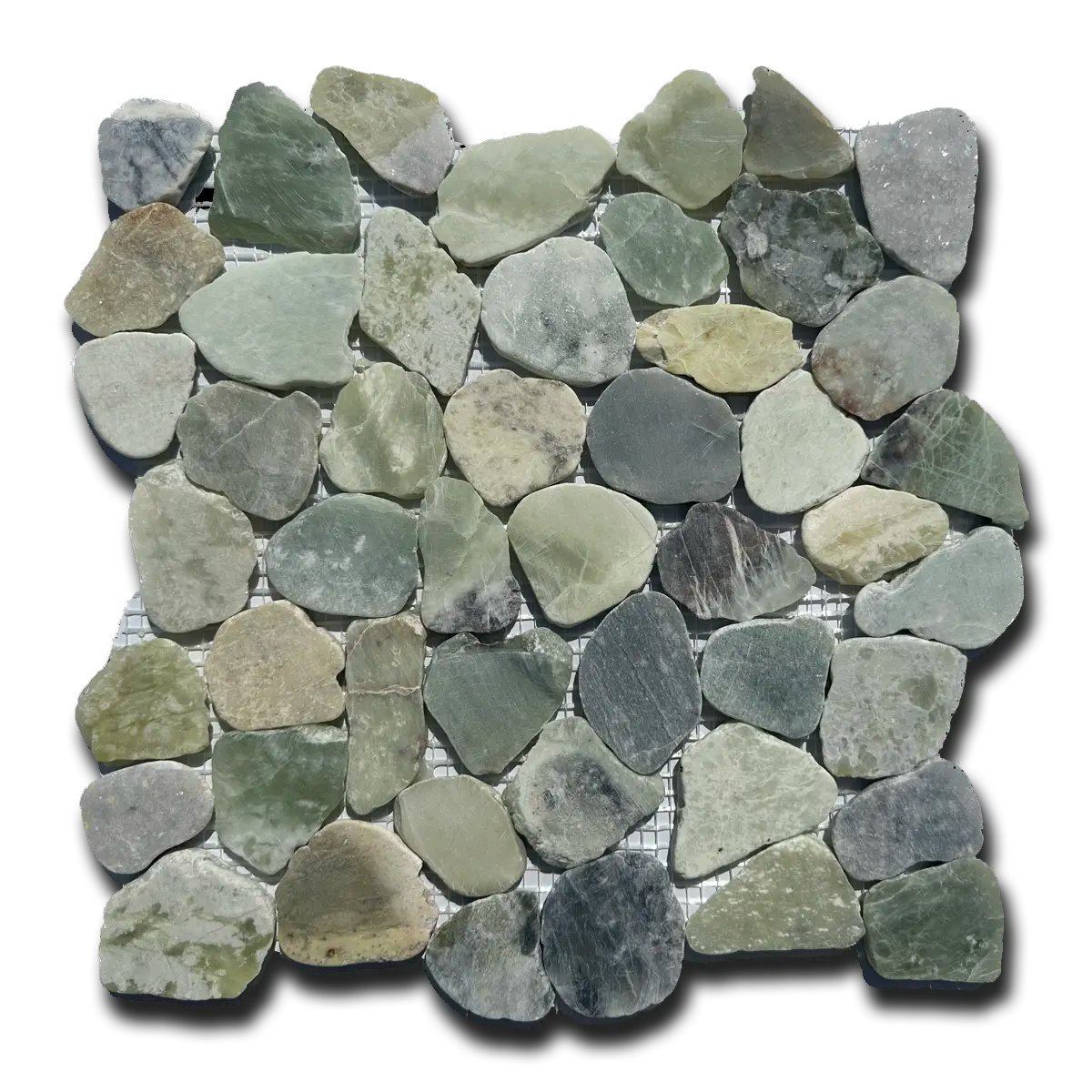 Green Flat Jade Pebble 12" x 12" Mosaic