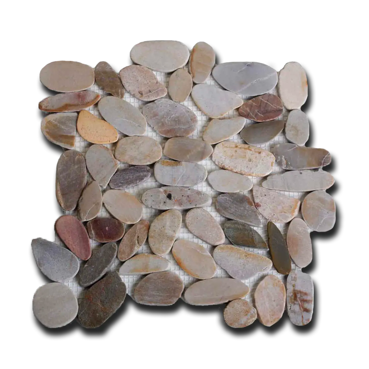 Gray-Silver Polished Flat Pebble 12" x 12" Mosaic