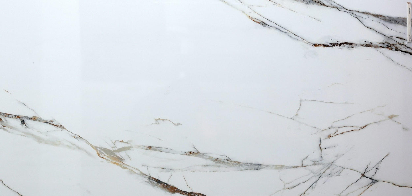 Large Format Porcelain Tile Polished 24" x 48" 1/3" Indah White