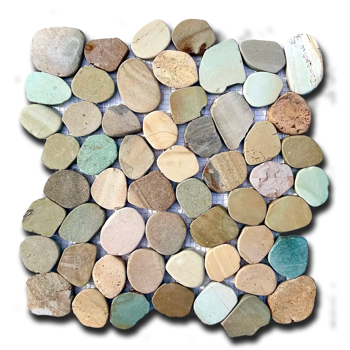 Matte Mix Color Flat Pebble 12" x 12" Mosaic