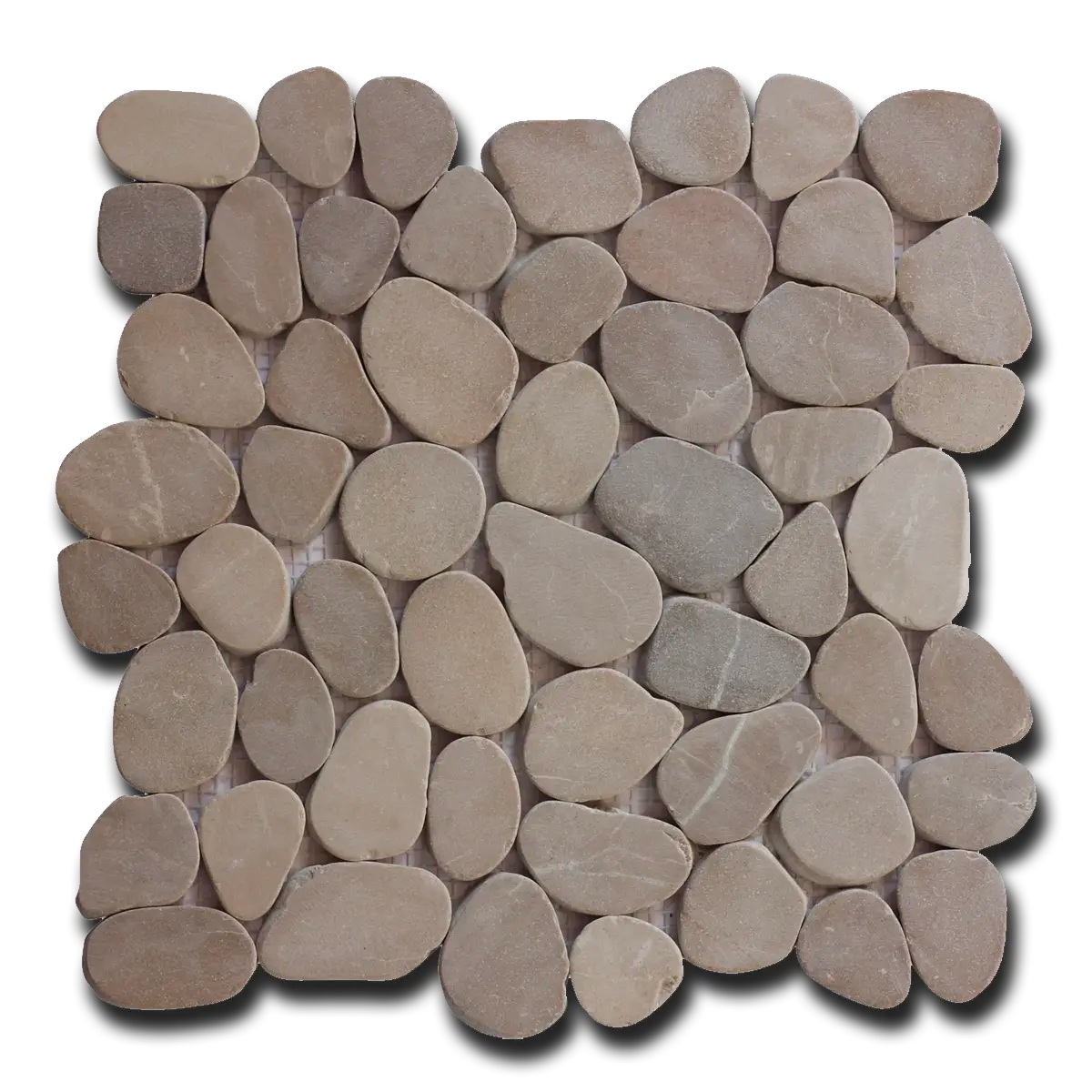 Mosaico de guijarros planos color canela de 30 x 30 cm