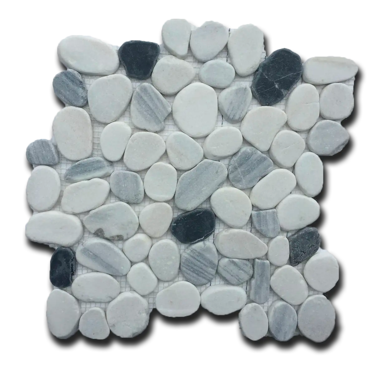 White-Black-Silver Jade Pebble 12" x 12" Mosaic