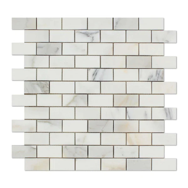 Calacatta Oliva Marble Mosaic 1" X 2" 3/8 Brick Mosaic
