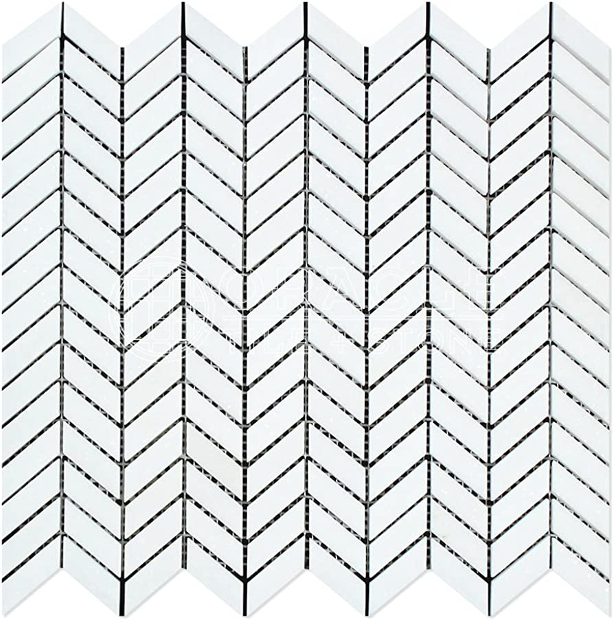 Thassos White (Greek) Marble Mosaic 3/8 Chevron (MINI) Mosaic