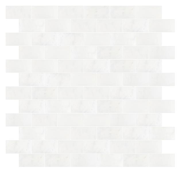 Afyon White Polished Brick Mosaic Wall and Floor Tile 1"x2"