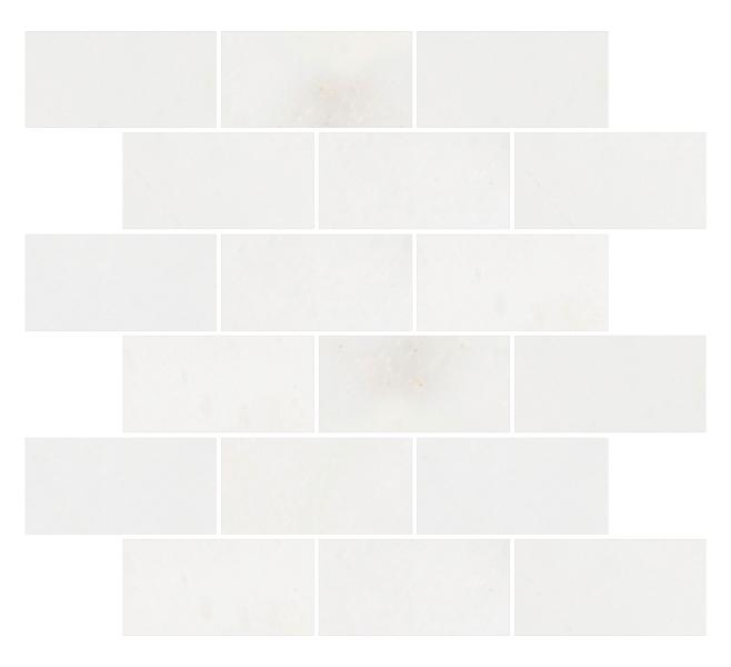 Afyon White Polished Brick Mosaic Wall and Floor Tile 2"x4"