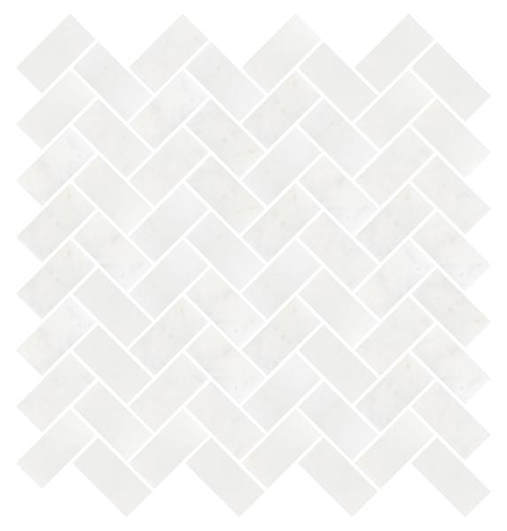 Afyon White Polished Herringbone Mosaic Tile  1"x2"