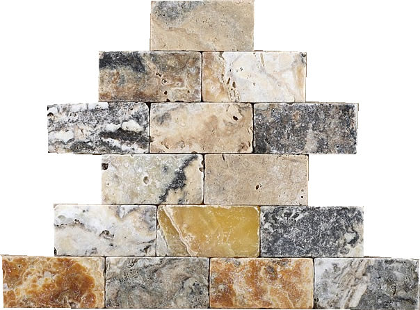 Antico Onyx Travertine Mosaic 2" X 4" Tumbled Brick Mosaic
