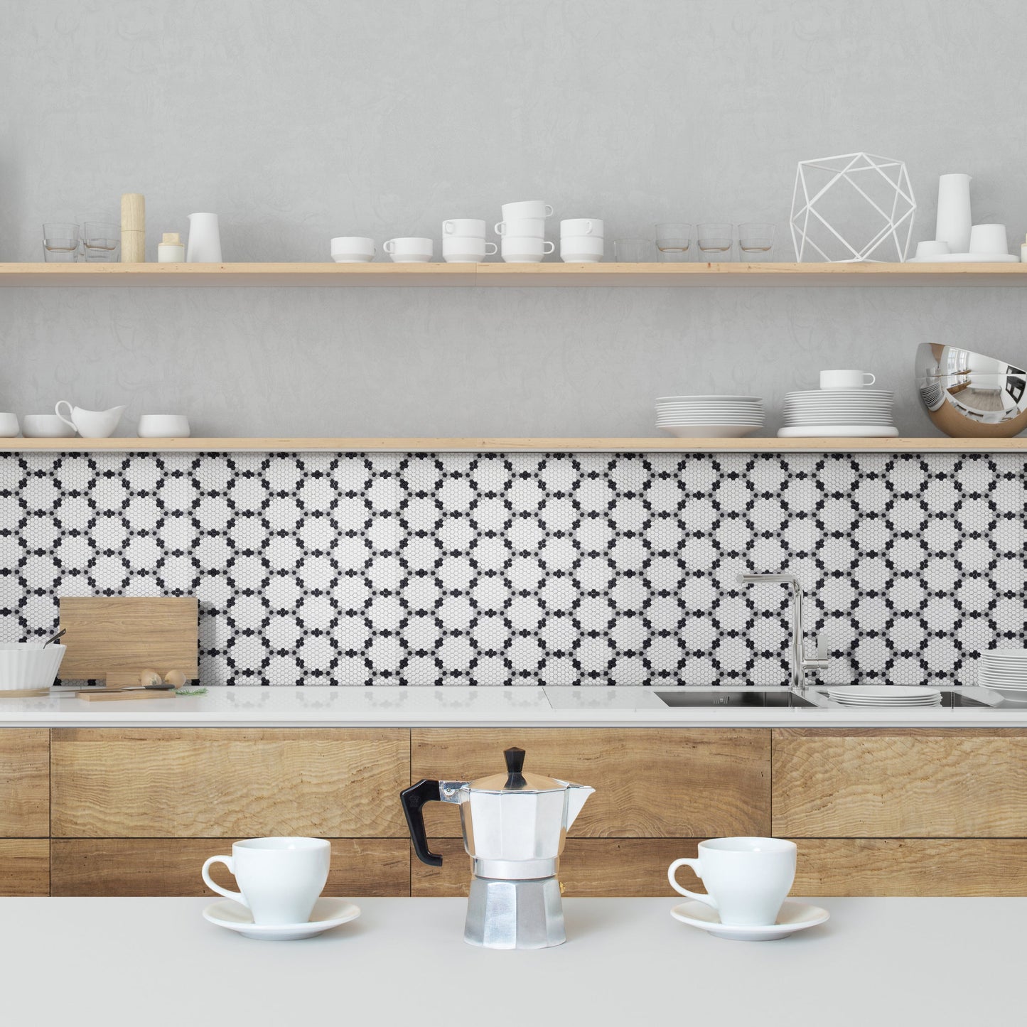 Mosaico para pared y suelo con revestimiento para salpicaduras Geometro de Bourges