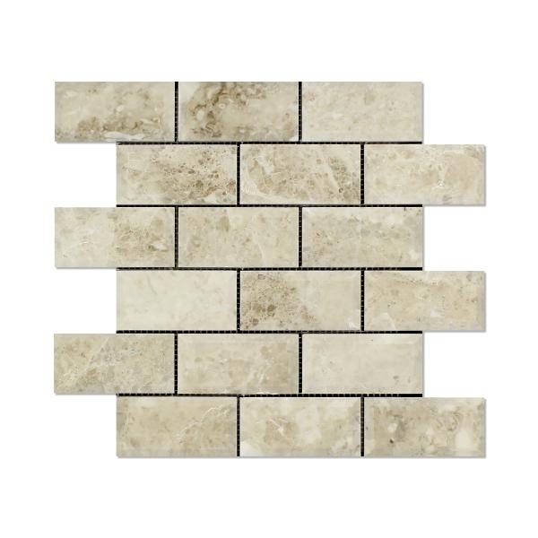 Cappuccino Polished Beveled Brick Mosaic Tile  2x4"