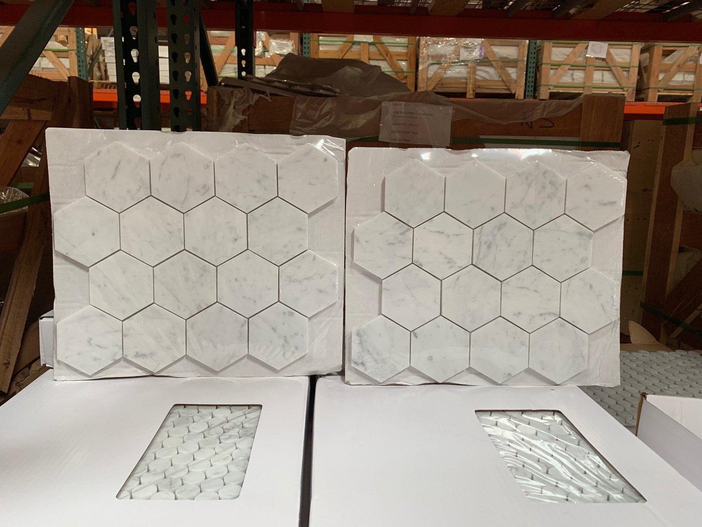 Mosaico hexagonal italiano Carrara para salpicadero y pared de 7,6 cm