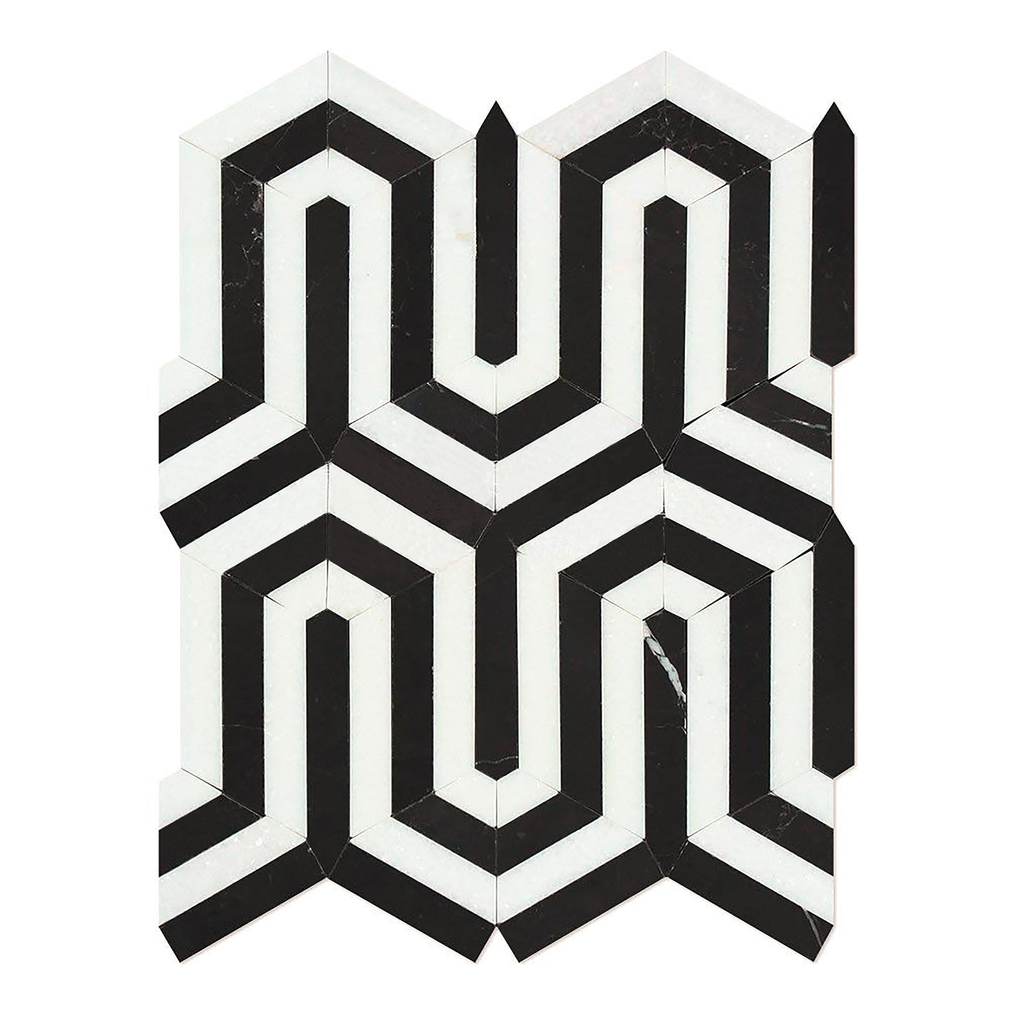 Azulejo de pared Berlinetta blanco italiano de Carrara con salpicadero de mosaico negro