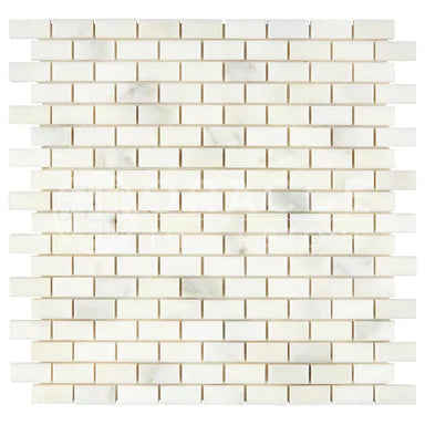 Calacatta Oliva Marble Mosaic 5/8" x 1 1/4" 3/8 Mini Brick Mosaic