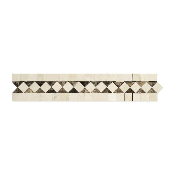Crema Marfil Polished w/ Emp. Dark BIAS Border Tile 2x12"