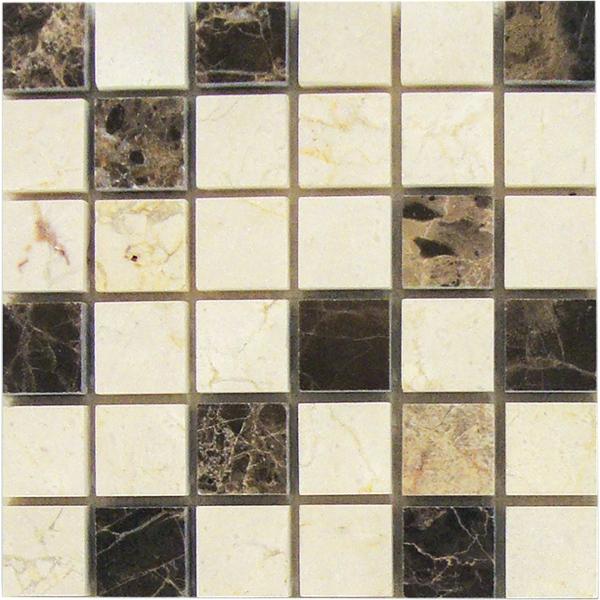 Azulejo de mosaico cuadrado mixto pulido Crema Marfil de 2x2"