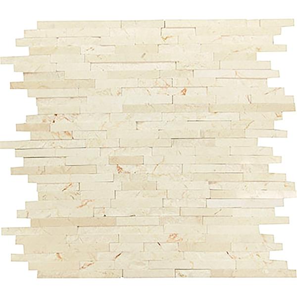 Azulejo de mosaico de palos de bambú de mármol pulido Crema Marfil