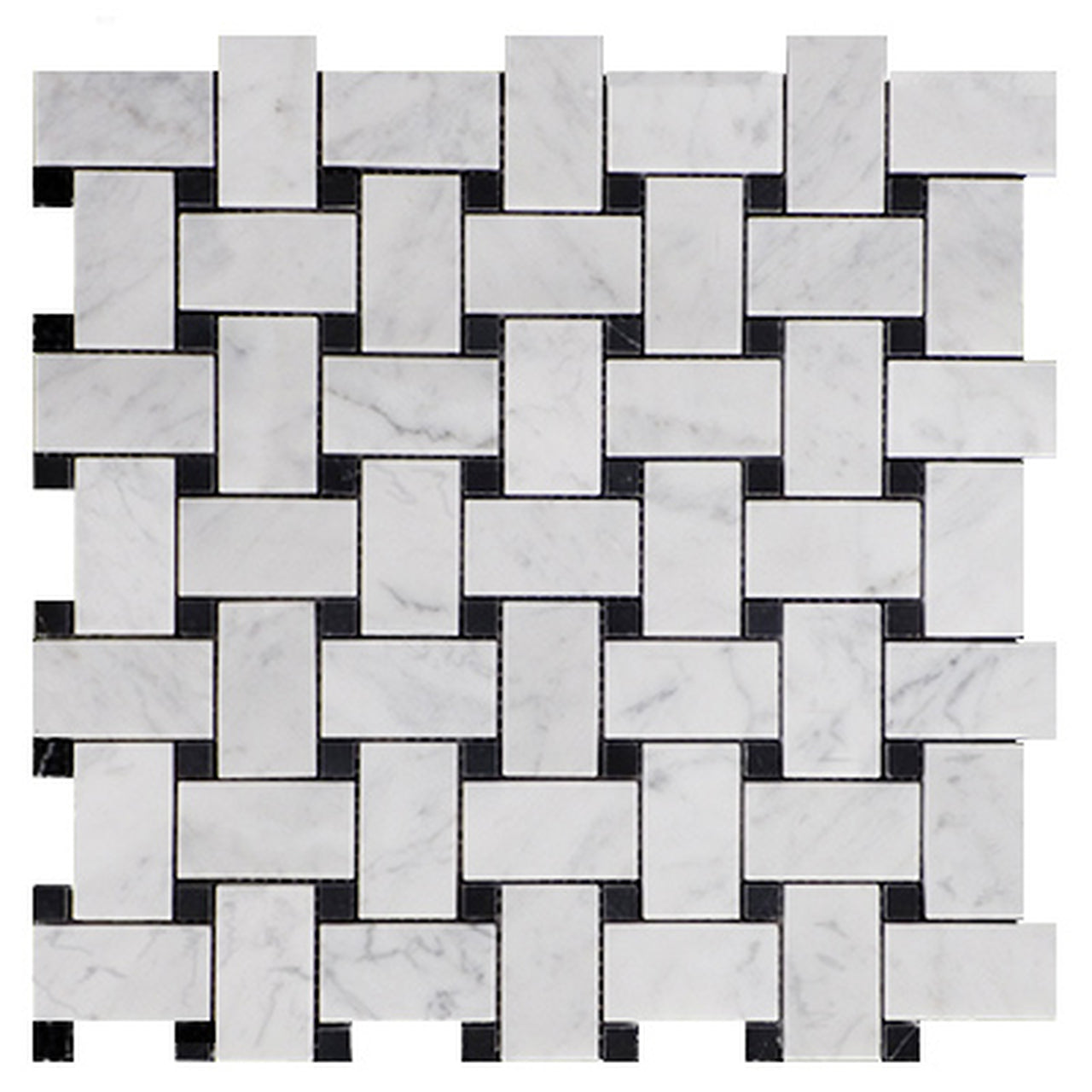Carrara White (Italian) Marble Basketweave Mosaic