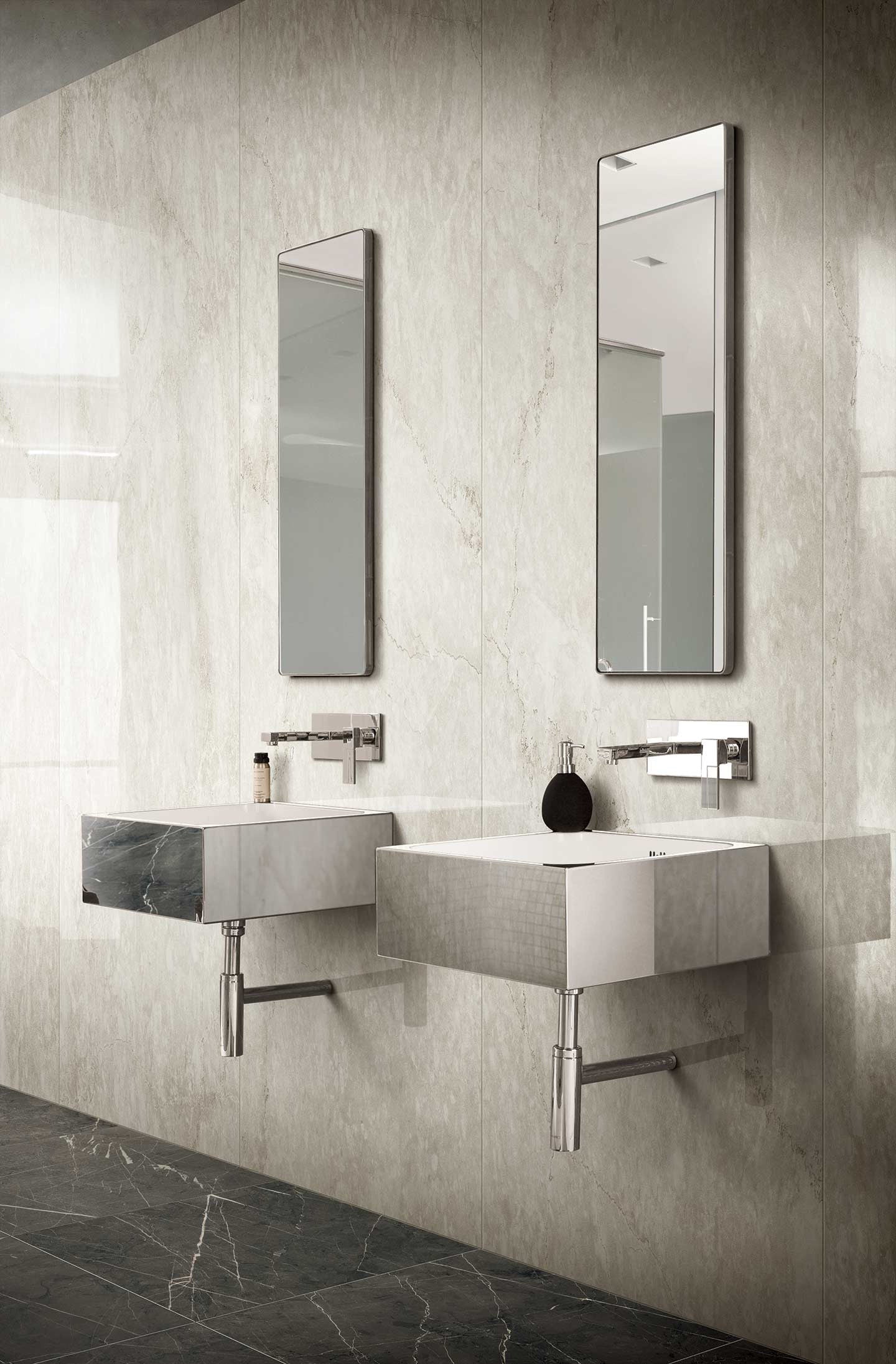 Crema Cerim Marble Look Polished Porcelain Tile - 12" x 24"