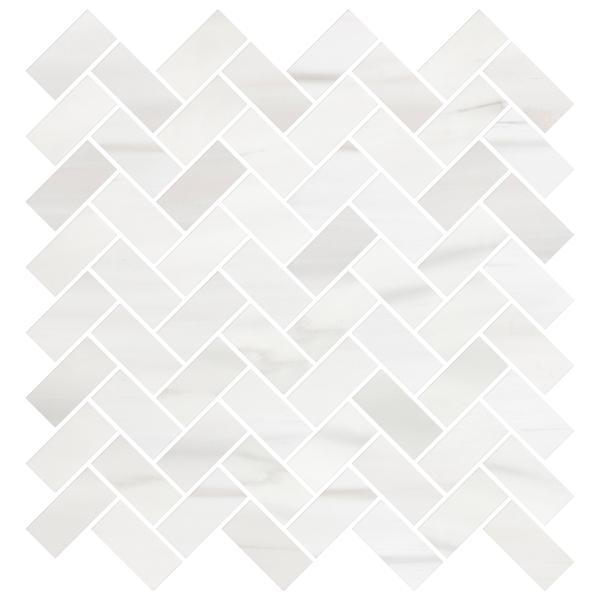 Bianco Dolomite Polished  Herringbone Mosaic Tile 1"x2"