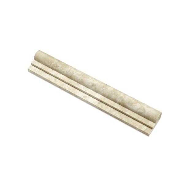 Azulejo de moldura para riel de silla de un solo paso, color crema Durango, pulido, de 2 x 12 pulgadas