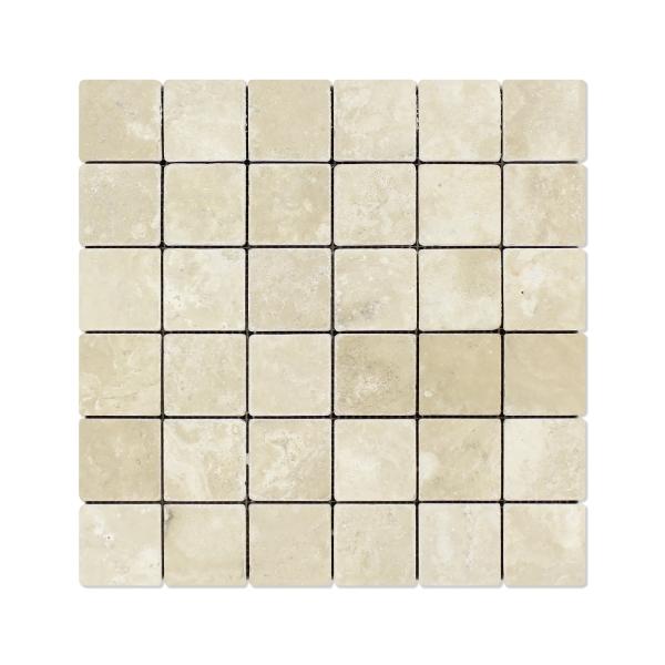 Azulejo de mosaico cuadrado envejecido color crema Durango de 2"