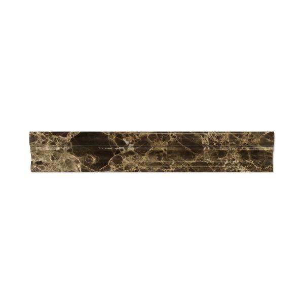 Azulejo Emperador Dark Polished Crown Trim de 2 x 12 pulgadas
