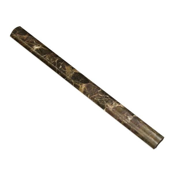 Azulejo de cuarto de círculo pulido Emperador Dark de 1 x 12 pulgadas