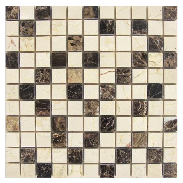Azulejo de mosaico cuadrado mixto pulido Emperador Dark de 1 x 1 pulgada