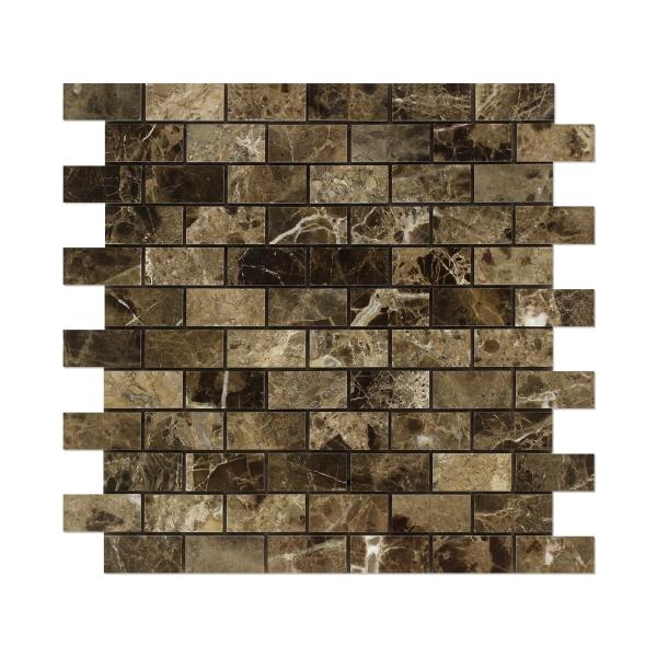 Azulejo de mosaico para pared y suelo de ladrillo oscuro Emperador de 2,5 x 5 cm