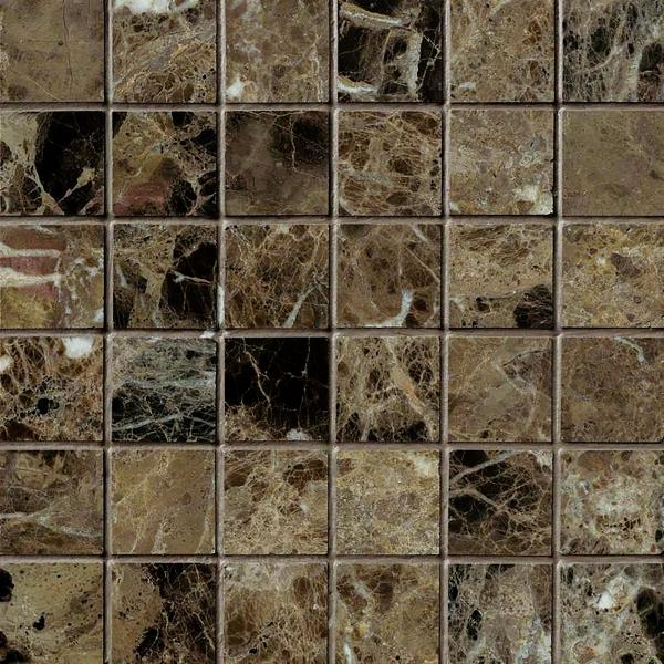 Azulejo de mosaico cuadrado Emperador Dark de 2 x 2 pulgadas