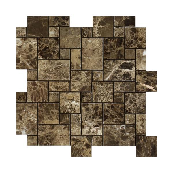 Azulejo de mosaico Emperador Dark Polished Mini Versailles Pattern
