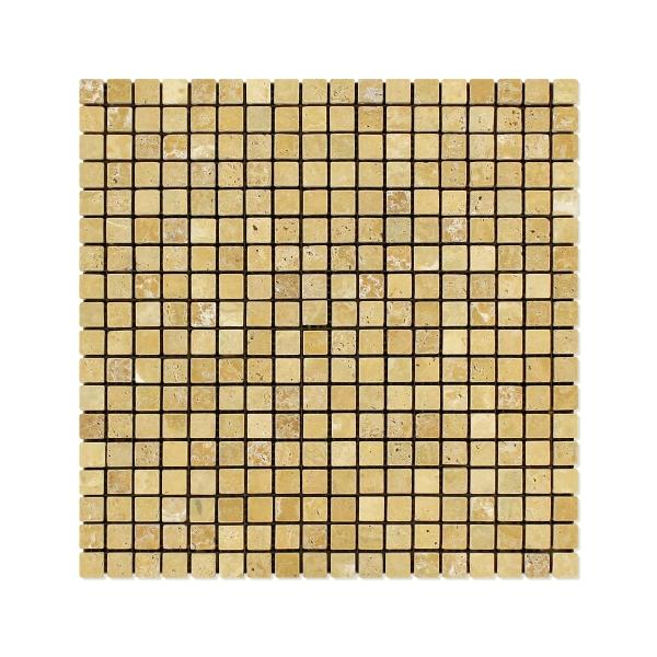 Azulejo de mosaico cuadrado de travertino dorado envejecido de 1,6 x 1,6 cm