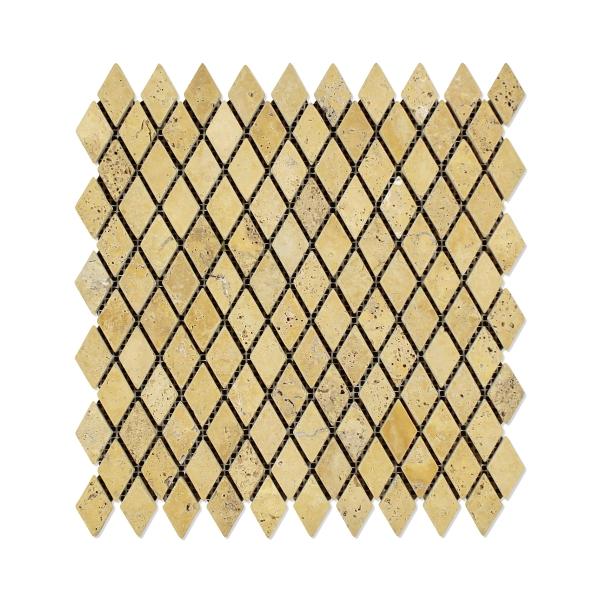 Azulejo de mosaico de travertino dorado con efecto diamante, 2,5 x 5 cm